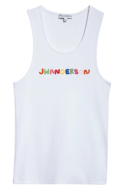 Shop Jw Anderson Logo Embroidered Tank In White