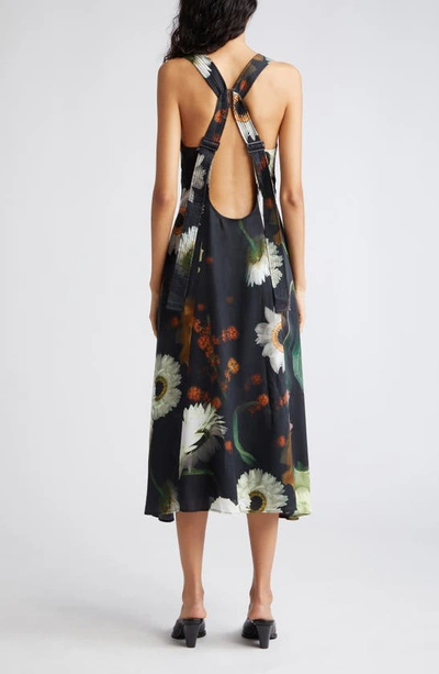 Shop Stine Goya Jodie Floral Open Back Midi Dress In Scanned Foliage
