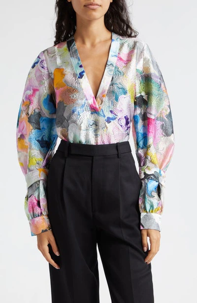 Shop Stine Goya Juno Print Texture Top In Liquified Orchid