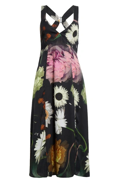 Shop Stine Goya Jodie Floral Open Back Midi Dress In Scanned Foliage