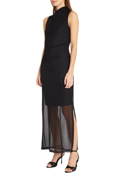 Shop Donna Morgan For Maggy Sleeveless Mesh Midi Dress In Black