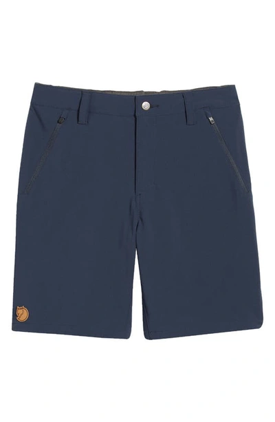 Shop Fjall Raven Abisko Trail Stretch Shorts In Dark Navy