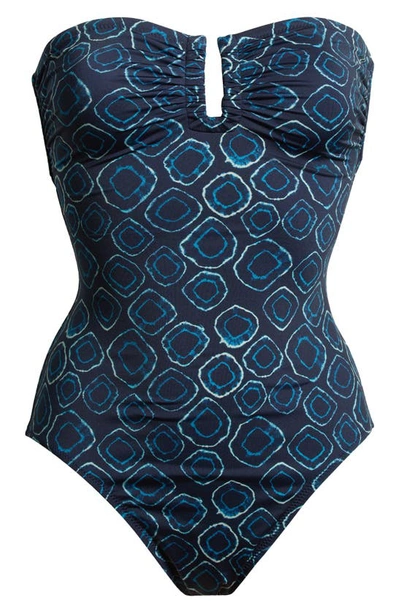 Shop Ulla Johnson Monterey Strapless One-piece Swimsuit In Aquamarine