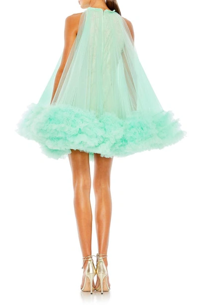 Shop Mac Duggal Embellished Tulle Trapeze Cocktail Minidress In Mint