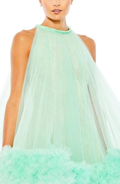 Shop Mac Duggal Embellished Tulle Trapeze Cocktail Minidress In Mint