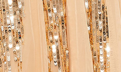 Mac Duggal Strapless Sequin Mesh Gown In Rose Gold