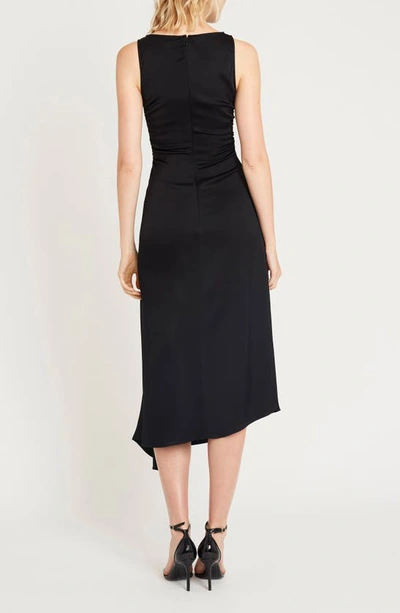 Shop Luxely Finch Ruched Satin Midi Dress In Meteorite