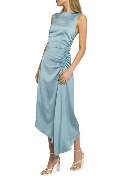 Shop Luxely Finch Ruched Satin Midi Dress In Arona