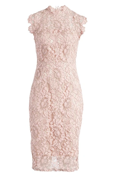 Shop Eliza J Illusion Lace Sheath Dress In Blush