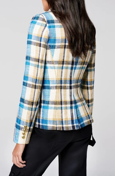 Smythe Tailored Cutaway Linen Cotton Plaid Blazer In Summer Plaid