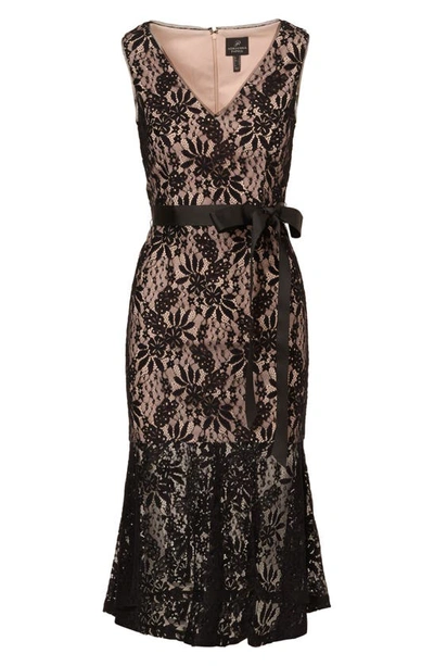 Shop Adrianna Papell Lace Flounce Hem Dress In Black