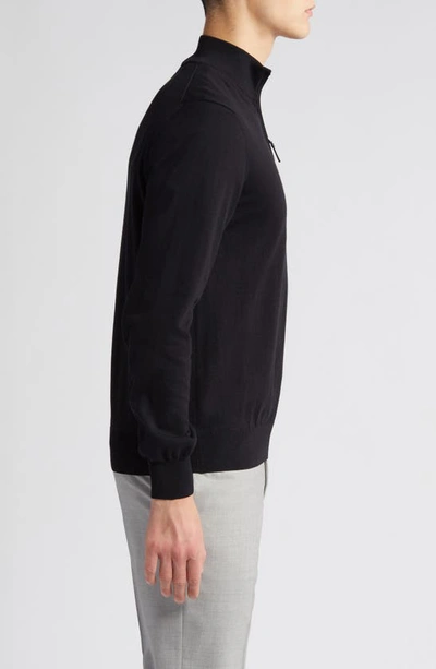 Shop Canali Quarter Zip Cotton Sweater In Black