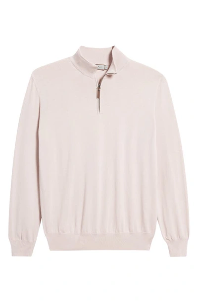 Shop Canali Quarter Zip Cotton Sweater In Pink