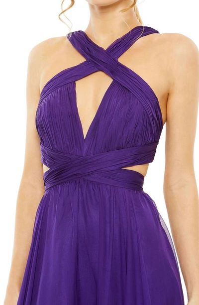 Shop Mac Duggal Keyhole Cutout A-line Gown In Purple