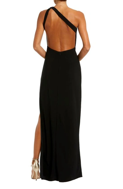 Shop Mac Duggal Embellished One-shoulder Gown In Black