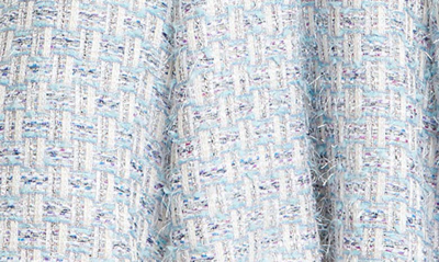 Shop Mac Duggal Beaded Short Sleeve Tweed Midi Dress In Blue Multi