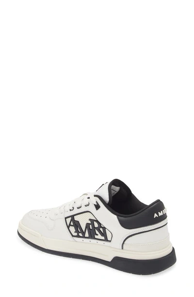 Amiri White Low Top Sneakers With Logo Patch On The Side And Contrasting Heel With Logo Lettering In Leath In White Black