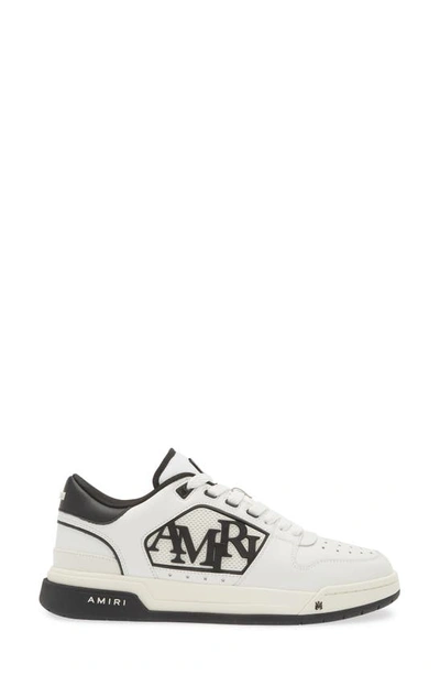 Amiri White Low Top Sneakers With Logo Patch On The Side And Contrasting Heel With Logo Lettering In Leath In White Black