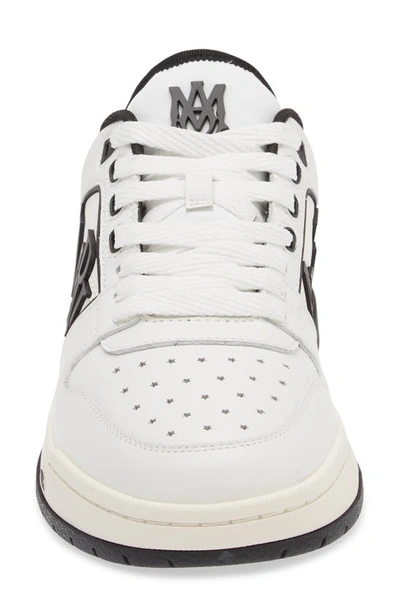 Amiri White Low Top Sneakers With Logo Patch On The Side And Contrasting Heel With Logo Lettering In Leath In White Black