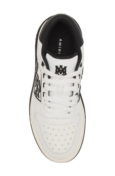 Amiri White Low Top Sneakers With Logo Patch On The Side And Contrasting Heel With Logo Lettering In Leath In White Black