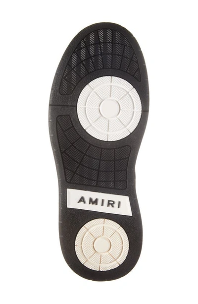Amiri White Low Top Sneakers With Logo Patch On The Side And Contrasting Heel With Logo Lettering In Leath In White Black