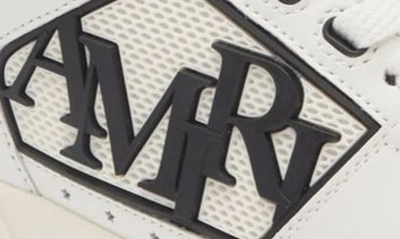Amiri White Low Top Sneakers With Logo Patch On The Side And Contrasting Heel With Logo Lettering In Leath In White Black