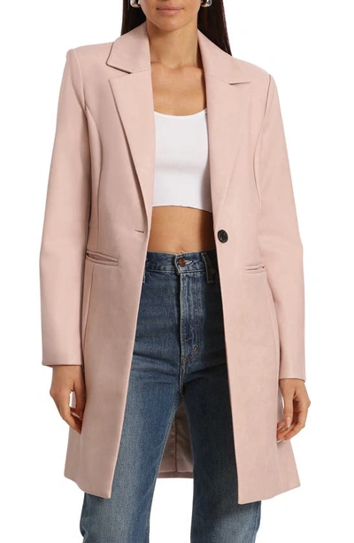 Shop Avec Les Filles Faux-ever Leather™ Longline Blazer In Pink Quartz