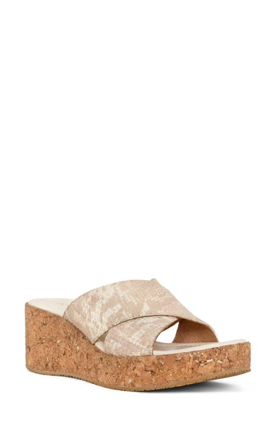Shop Donald Pliner Platform Wedge Sandal In Bone/ Sand