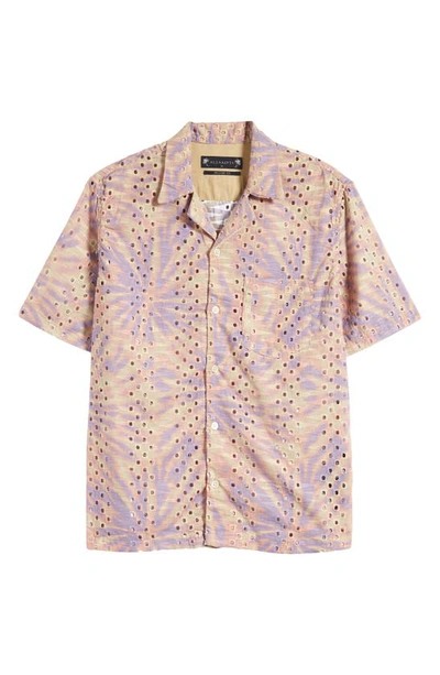 Shop Allsaints Yucca Embroidered Camp Shirt In Pastel/ Sepia Brown