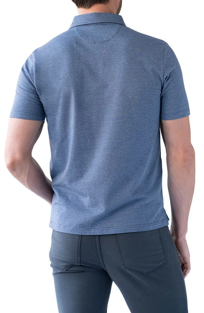 Devil-dog Dungarees Feeder Stripe Polo In Melange Navy Blue