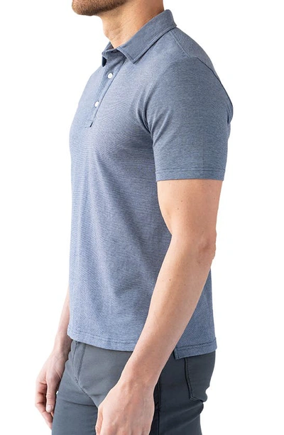 Devil-dog Dungarees Feeder Stripe Polo In Melange Navy Blue