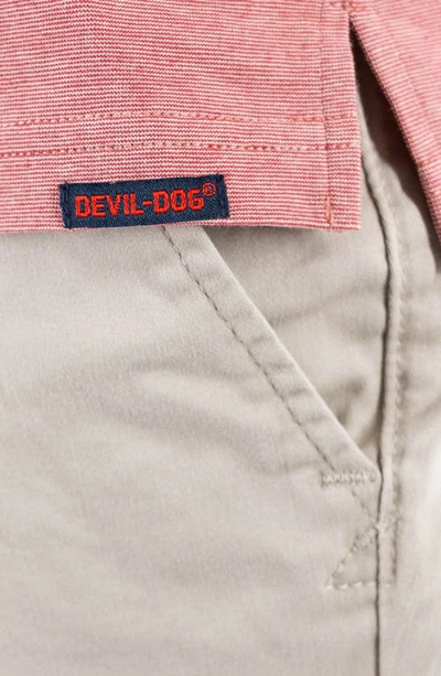 Devil-dog Dungarees Feeder Stripe Polo In Melange Withered Rose