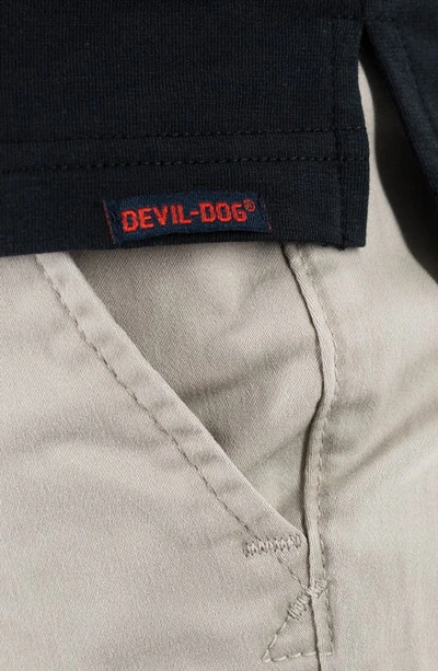 Shop Devil-dog Dungarees Feeder Stripe Polo In Melange Black