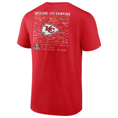 Shop Fanatics Branded Red Kansas City Chiefs Super Bowl Lviii Champions Roster Autograph Signing T-shirt