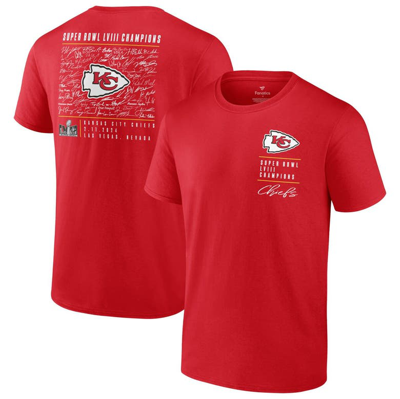 Shop Fanatics Branded Red Kansas City Chiefs Super Bowl Lviii Champions Roster Autograph Signing T-shirt