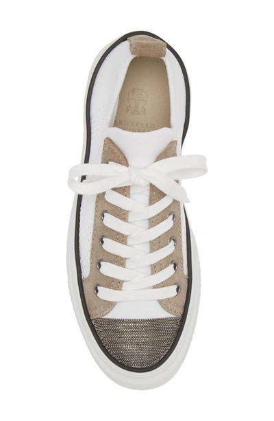 Shop Brunello Cucinelli Monili Trim Platform Sneaker In White