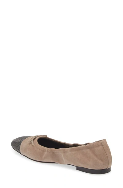 Shop Brunello Cucinelli Monili Cap Toe Ballet Flat In Brown