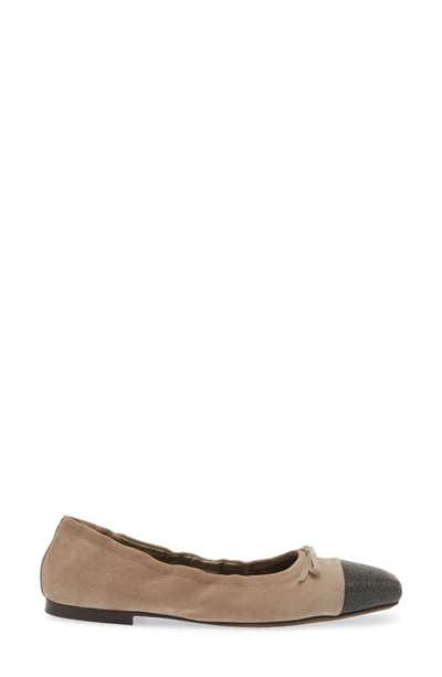 Shop Brunello Cucinelli Monili Cap Toe Ballet Flat In Brown