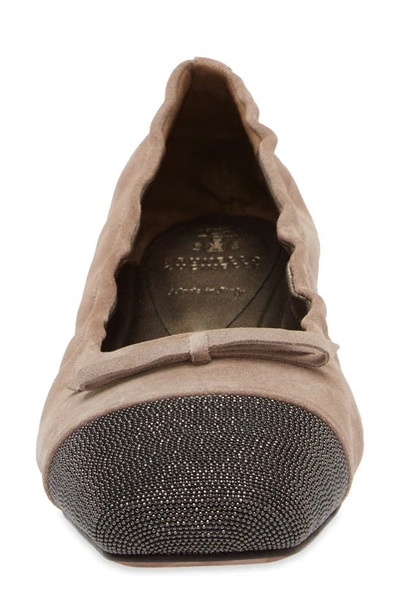 Brunello Cucinelli Monili Cap Toe Ballet Flat In Brown