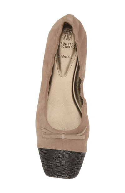 Shop Brunello Cucinelli Monili Cap Toe Ballet Flat In Brown