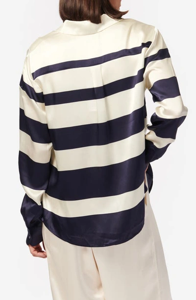Shop Cami Nyc Crosby Silk Charmeuse Button-up Shirt In Shadow Stripe