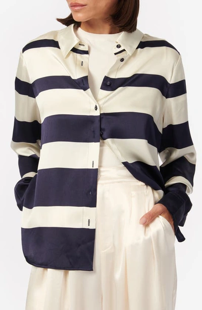 Shop Cami Nyc Crosby Silk Charmeuse Button-up Shirt In Shadow Stripe