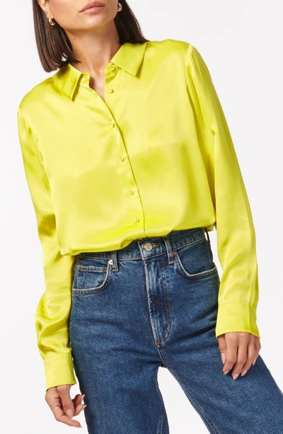 Shop Cami Nyc Crosby Silk Charmeuse Button-up Shirt In Zest