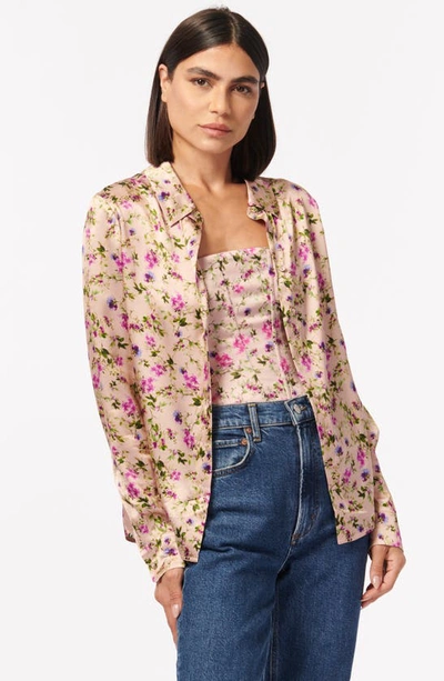 Shop Cami Nyc Crosby Silk Charmeuse Button-up Shirt In Spring Geranium