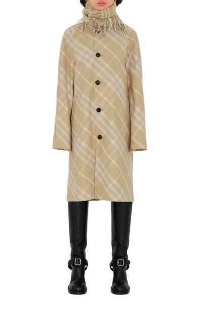 Shop Burberry Reversible Check Water Resistant Cotton Gabardine Car Coat In Flax