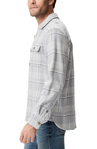 Shop Paige Wilbur Plaid Flannel Button-up Overshirt In Grey Aura