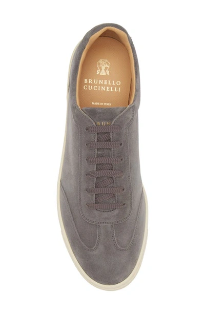 Brunello Cucinelli Flat Sole Leather Sneakers Low-top Design In Light Grey