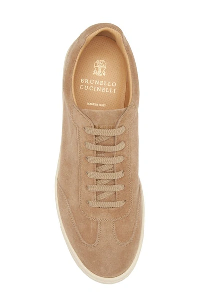 Shop Brunello Cucinelli Suede Low Top Sneaker In Beige