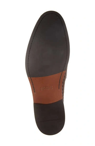 Brunello Cucinelli Woven Leather Penny Loafer In Medium Brown