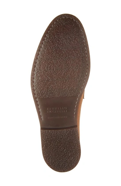 Shop Brunello Cucinelli Suede Penny Loafer In Brown